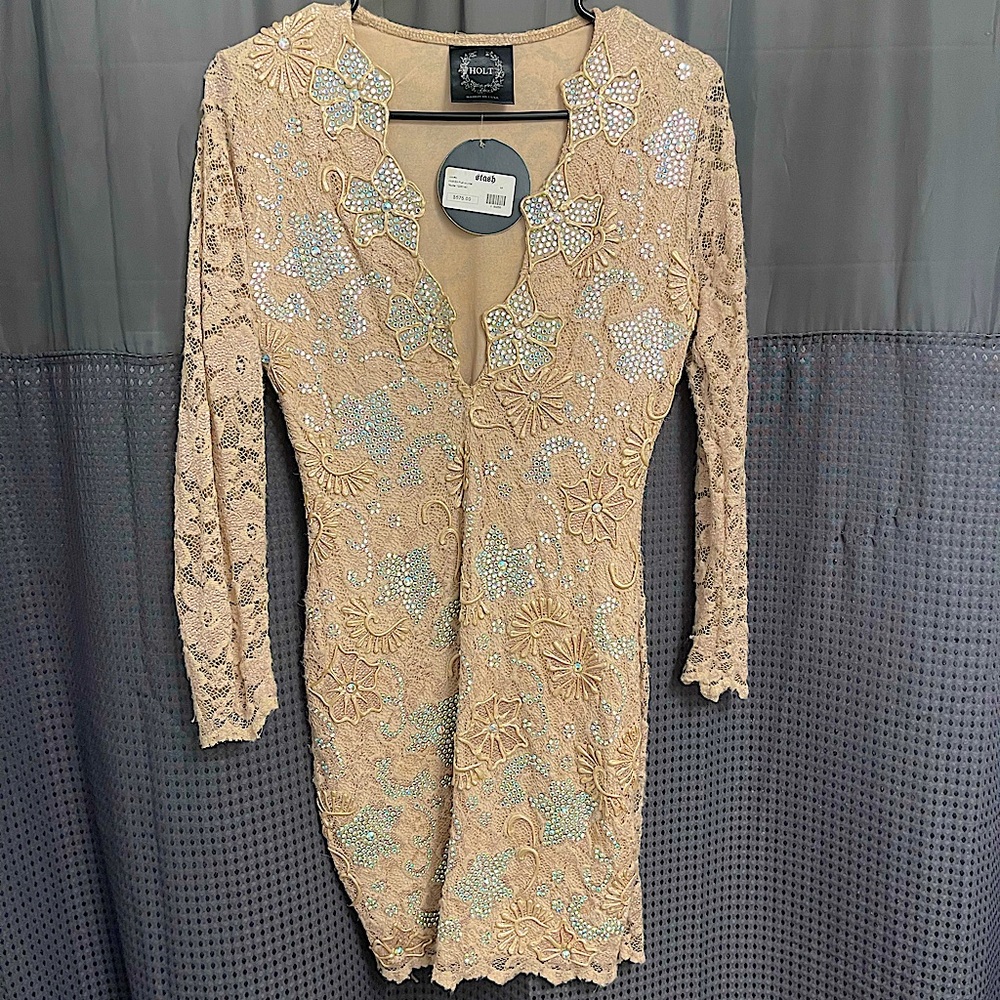 Holt full crystal nude dress